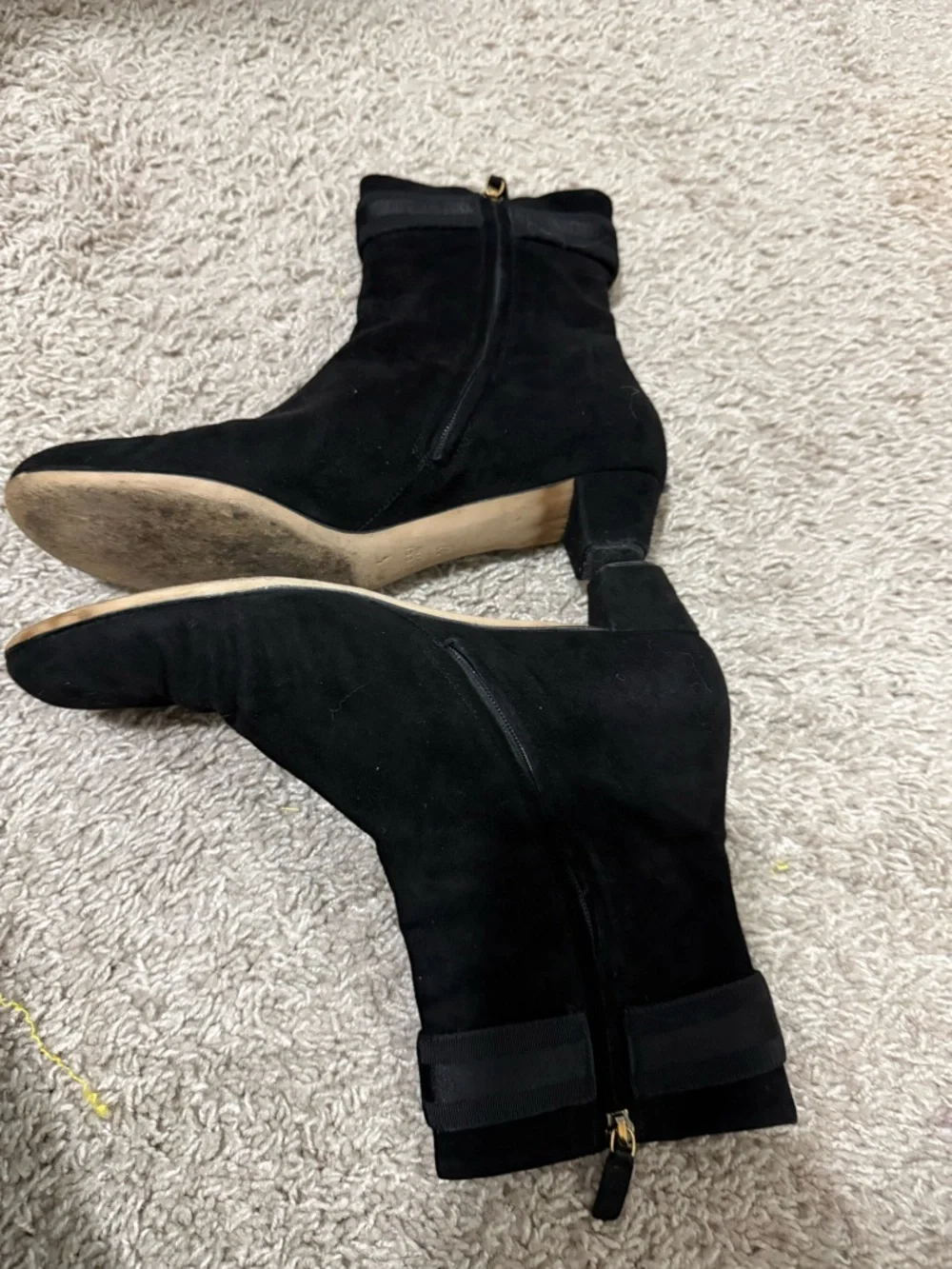 Gucci Black Suede  Boots with Gold GG buckles - Picture 4 of 13